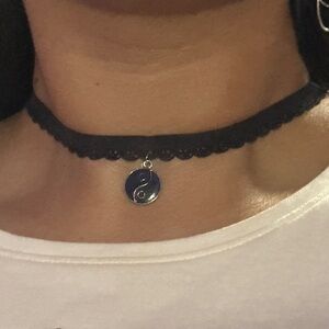 Vintage Mood Ring Yin Yang ☯️ pendant Elastic Choker Necklace